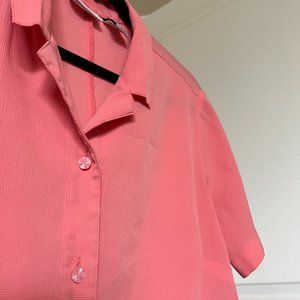 Vintage Salmon Camp Shirt/Short-Sleeved Blouse (Jaclyn Smith - Size L)